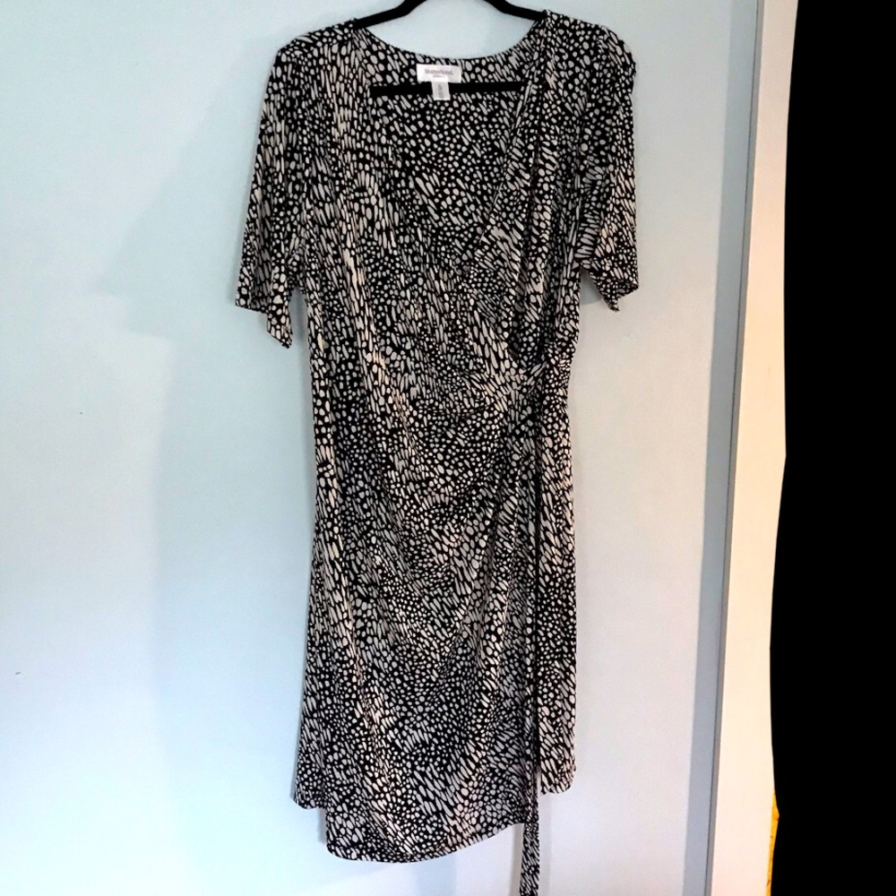 Faux wrap animal print maternity dress